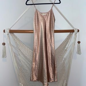 Bronze polka dot midi dress